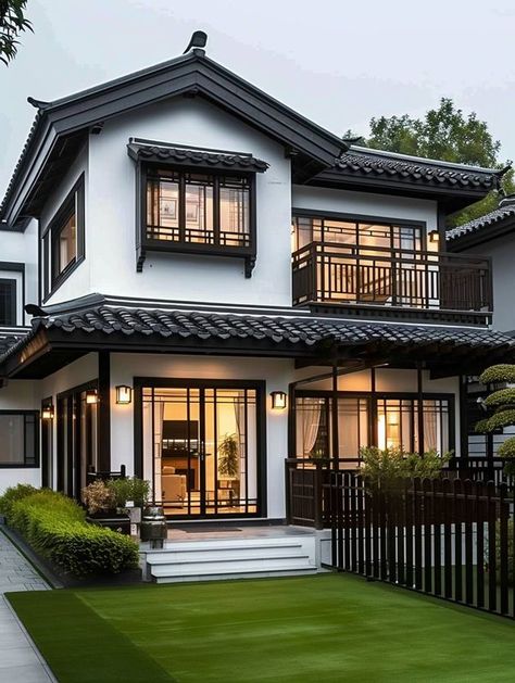 Asian Style House Exterior, Asian Style House, Houses In Japan, Unique House Design, Unique Houses, Front Elevation, Asian Style, All I Want, Style House