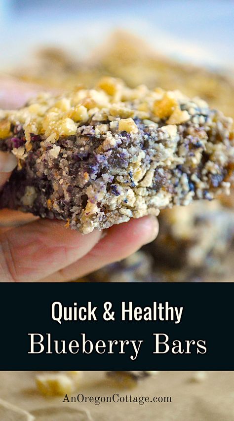 Healthy blueberry bars with oatmeal, dates, and frozen blueberries are a real food version of Clif bars and will become your go-to for snacks and breakfasts. Very lightly sweetened with a topping of nuts, this gluten free bar covers all the nutritional bases. Healthy Blueberry Bars, Blueberry Chutney Recipe, Bars With Oatmeal, Easy Blueberry Cobbler, Sugar Fruit, Blueberry Bars, Gluten Free Bars, Clif Bars, Blueberry Oatmeal