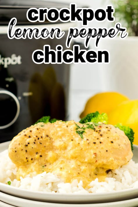 Creamy Lemon Pepper Chicken And Rice, Lemon Pepper Chicken Crockpot Easy, Slow Cooker Lemon Pepper Chicken, Crock Pot Lemon Pepper Chicken, Lemon Pepper Crockpot Chicken, Lemon Crockpot Chicken, Lemon Pepper Chicken Crockpot, Crockpot Lemon Pepper Chicken, Lemon Pepper Chicken Breast Recipe