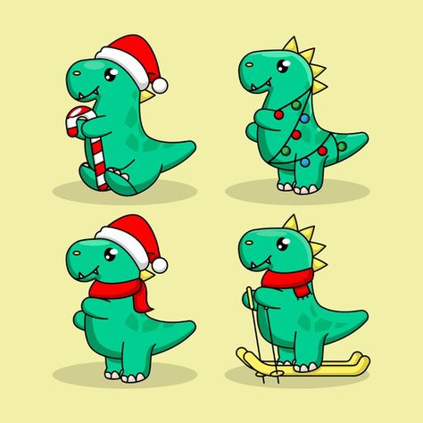 Christmas Animals Cartoon, Christmas Dinosaur Drawing, Winter Dinosaur, Dino Christmas, Dino Drawing, Xmas Drawing, Tracing Art, Dinosaur Birthday Party Decorations, Christmas Dinosaur