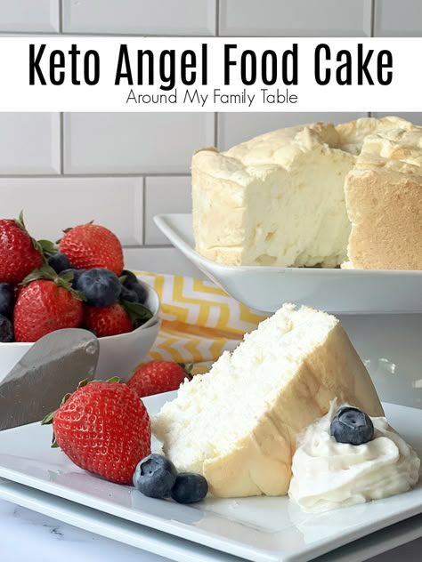 Low Calorie Angel Food Cake, Keto Angel Food Cake, Sugar Free Whipped Cream, Keto Chow, Snackle Box, Keto Cakes, Low Carb Dessert, Keto Cake, Keto Ideas