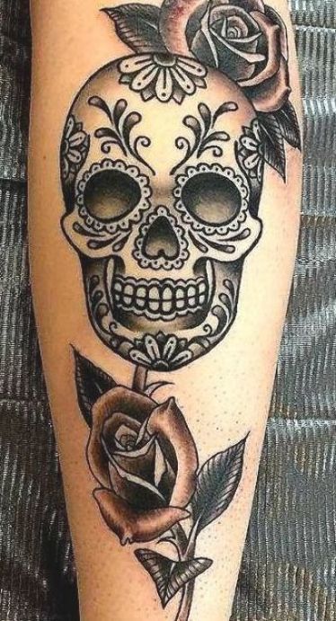 Tattoo Leg Sleeve Color Sugar Skull 28+ Ideas For 2019 #tattoo Mexican Skull Tattoos, Candy Skull Tattoo, Dragons Tattoo, Mexican Tattoo, Catrina Tattoo, Skull Sleeve Tattoos, Sugar Skull Tattoos, Geniale Tattoos, Skull Tattoo Design