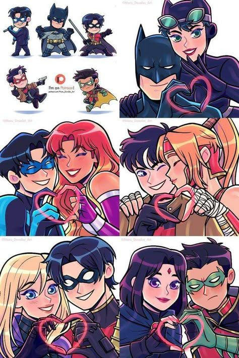 Jaytemis Fanart, Dickkory Dc, Timsteph Fanart, Nightwing And Starfire Fanart, Raven And Damian Fanart, Dickkory Fanart, Robin Teen Titans Fanart, Damirae Comic, Raven X Damian