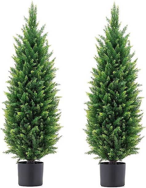 Artificial Trees Outdoor, Cedar Topiary, Plant For Indoor, Faux Plants Decor, Outdoor Topiary, Front Porch Garden, Garden Hooks, Faux Trees, Indoor Porch