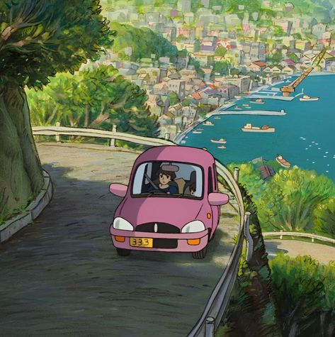 Studio Ghibli Car, Ghibli Aesthetic, Aesthetic Happy, Studio Ghibli Characters, Ghibli Artwork, Studio Ghibli Movies, Studio Ghibli Art, Ghibli Movies, Ghibli Art