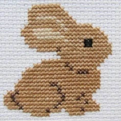 Bunny Cross Stitch, Cross Frame, Wedding Cross Stitch Patterns, Brown Bunny, Tiny Cross Stitch, Baby Cross Stitch Patterns, Small Cross Stitch, Animal Cross Stitch Patterns, Framed Cross Stitch