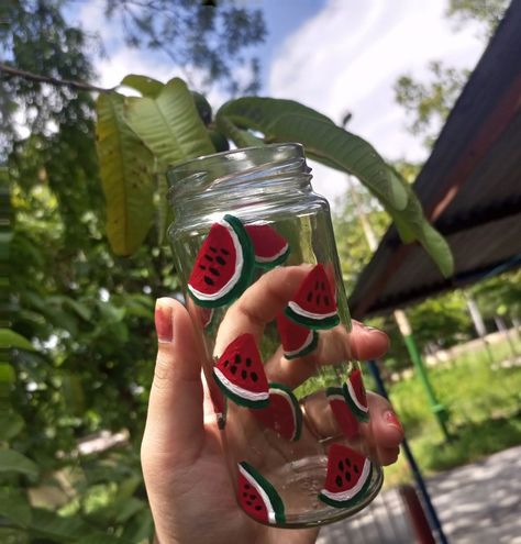 Glass painting, jar painting Glass Jar Painting, Bulb Art, Jar Painting, Painted Glass Bottles, Pot Art, Flower Pot Art, Hand Painted Dress, Bookmark Craft, Lake Painting