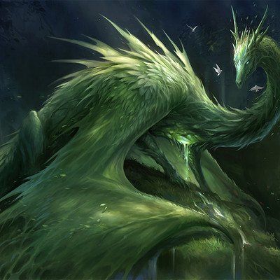 ArtStation - Sandara Tang Green Dragon, Dark Forest, Forest, Deviantart, Water, Green