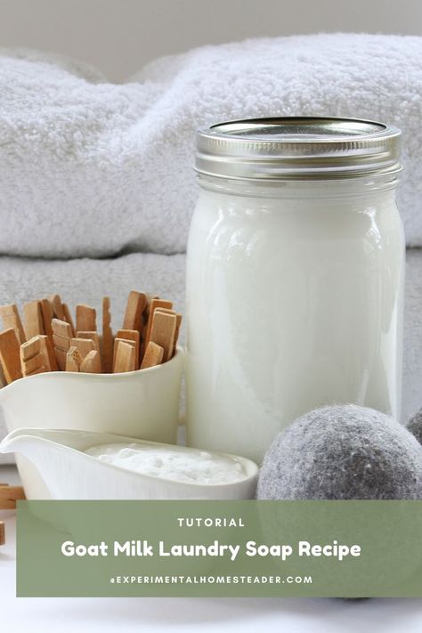 Make your own laundry detergent using this goat milk laundry soap recipe. It's easy and only requires three basic ingredients. Make Your Own Laundry Detergent, Goat Milk Soap Recipe, Laundry Soap Recipe, Goat Milk Recipes, Scented Laundry Detergent, Diy Laundry Detergent, Deodorant Recipes, Toxic Cleaning Products, Homemade Laundry Detergent