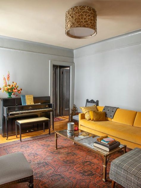 Rajiv Surendra Home, Rajiv Surendra Apartment, Living Room With A Piano, Chalk Art Wall, Nyc Living Room, Rajiv Surendra, Apartment Bedding, Wooden Ideas, Nyc Living