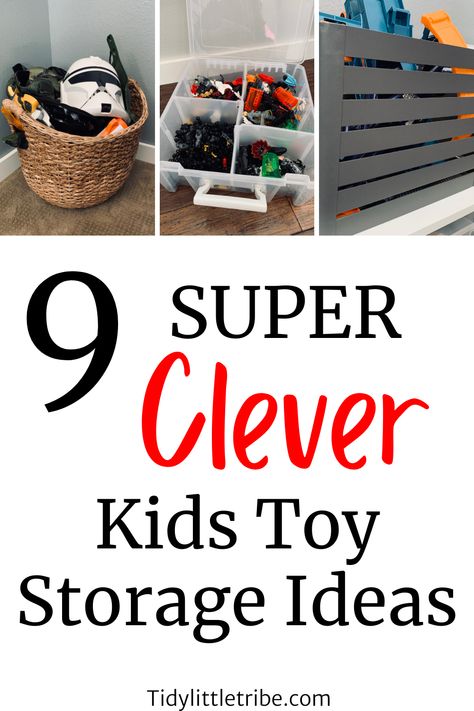 Here you will find 9 super clever kids toy storage ideas. I will give you ideas and solutions that not only work but are also decorative so that you can use them in practically any room in your house. Creative Toy Storage Target, Tool Box Toy Storage, Farm Toy Storage, Toy Vehicle Storage Ideas, Toy Tractor Storage Ideas, Storage For Big Toys, Unique Toy Storage Ideas, Big Toy Storage Ideas, Large Toy Truck Storage Ideas