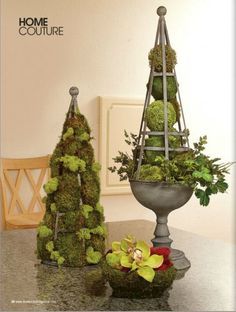 Moss Topiary Fall Topiaries, Moss Centerpieces, Topiary Diy, Moss Decor, Topiaries, New Year Decor, Church Decor, Fireplace Decor, Elegant Decor