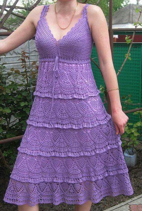 . Crochet Dress Pattern Free, Crochet Knit Dress, Purple Crochet, Crochet Skirts, Crochet Wedding, Crochet Dress Pattern, Crochet Woman, Crochet Skirt, Beautiful Crochet