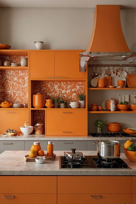 orange kitchen decor, cooking with orange, orange kitchen accessories, orange kitchen theme

home decorating ideas, interior design tips, space planning services, kitchen design inspiration Orange Kitchen Cupboards, Yellow And Orange Kitchen, Orange And Green Kitchen, Orange Kitchen Cabinets, Orange Kitchen Ideas, Neutral Kitchen Colors Schemes, Moodboard Orange, Burnt Orange Kitchen, Groovy Kitchen