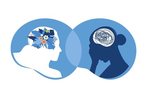 Bipolar disorder mind mental concept. Mood disorder. Dual personality. Mental health. Vector illustration. Flat Dual Personality, Art Psychology, Illustration Flat, Medical Illustration, Vector Art, Psychology, Brain, Vector Free, Vector Illustration