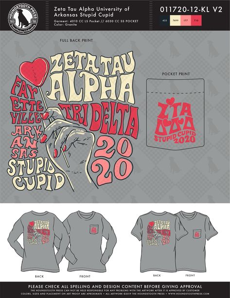 #sorority #fraternity #greeklife #zeta #tridelt #DDD #ZTA #heart #cupid #butterfly #tshirt #customdesign #lovethelab // Houndstooth Press Custom Apparel . Fraternity Shirt Design, Butterfly Tshirt, Tri Delt, Tri Delta, Fraternity Shirts, Sorority Tshirts, Zeta Tau Alpha, Custom Apparel, Greek Life