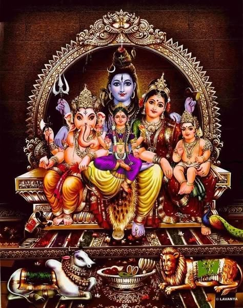 Shiv Parivar, All God Images, Lord Shiva Stories, Indian Traditional Paintings, God Blessings, God Pics, Durga Painting, Lord Murugan Wallpapers, Lord Siva