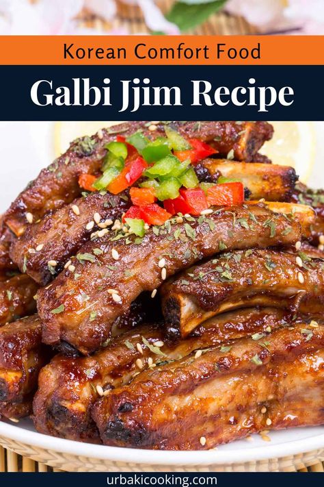 Kalbi Jim Recipe, Korean Galbi Jim, Galbi Jjim Recipe Korean Beef, Korean Kalbi Marinade Recipe, Korean Bbq Ribs Recipe, Kalbi Jim, Galbi Jim, Galbi Recipe, Korean Galbi