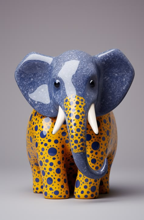 Ceramic Elephant Painted, Elephant Clay, Elephant Ceramics, Clay Elephant, Elephant Pottery, Pottery Animals, Sculptures Céramiques, Ceramic Elephant, Elephant Sculpture