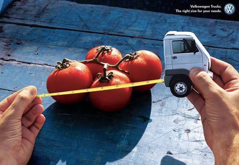 Volkswagen:  Right size for your needs, Tomatoes Copy Ads, Ad Layout, Web Ads, Creative Advertising Campaign, Outdoor Advertising, Car Ads, Creative Ads, Ads Creative, The Message