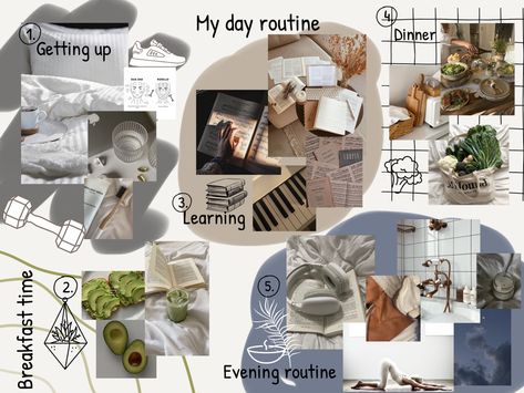 #morning #morningroutine #dayroutine #dailyroutine #aesthetic #collage #aestheticday #thatgirl #visionboard #visionboard2023 Aesthetic Routine, Photos Collage, Day Routine, Evening Routine, Breakfast Time, Aesthetic Collage, Morning Routine, Daily Routine, Photo Collage