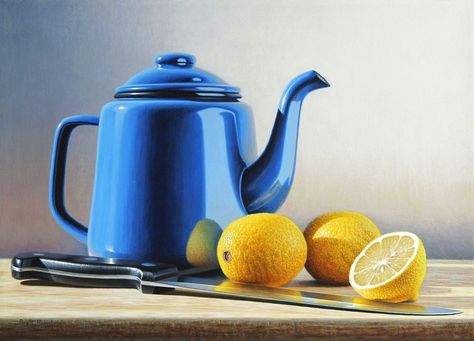 Brett Humphries —  Lemon Tea  (1000x720) Still Life Sketch, Still Life Pictures, Life Drawing Reference, Still Life Artists, Still Life Fruit, Still Life Photos, Food Painting, Fruit Painting, Lemon Tea