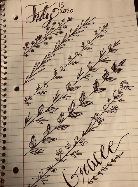 Different types of vines and doodles to create ART (graceFlair) Flower Vine Doodle, How To Draw Vines And Leaves, Draw Vines, Vine Lettering, Vine Design Drawing, Drawing Vines And Flowers, Vine Sketch Leaves, Vine Sketch Simple, Simple Vine Design