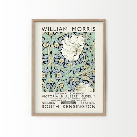 William Morris Print Floral Wall Art Morris Exhibition - Etsy Canada Flower Bedroom Wall, Pimpernel Flower, William Morris Pimpernel, Green Artwork, Morris Print, Flower Bedroom, Bel Art, Leaves Art, Unique Poster