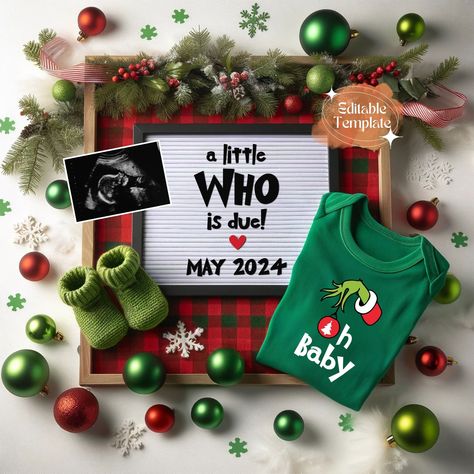 🎄Introducing the Grinchmas Digital Pregnancy Announcement! Celebrate your growing family this holiday season with a whimsical, Dr. Seuss-inspired social media reveal. This instant download, editable template makes sharing your joyful news easy and fun. Get yours now and start spreading the holiday cheer! DEMO LINK >> https://www.corjl.com/d/1OE9A9 🚀 Demo this item now! Get a sneak peek of the editing experience before purchasing. Simply copy and paste this link into your web browser to access a demo version where you can preview all customizable elements. See first-hand how easily you can personalize the announcement with your own photos and design elements.  💻 We recommend customizing your announcement on a computer for the best experience. While it is possible to edit on a mobile devi Grinch Baby Reveal, Christmas Themed Maternity Shoot, Grinch Baby Gender Reveal, December Baby Announcement With Siblings, Christmas Sibling Pregnancy Announcement, Christmas Pregnancy Announcement For Grandparents, Nyc Baby Announcement, Christmas Themed Baby Announcement, Pregnant Reveal To Family