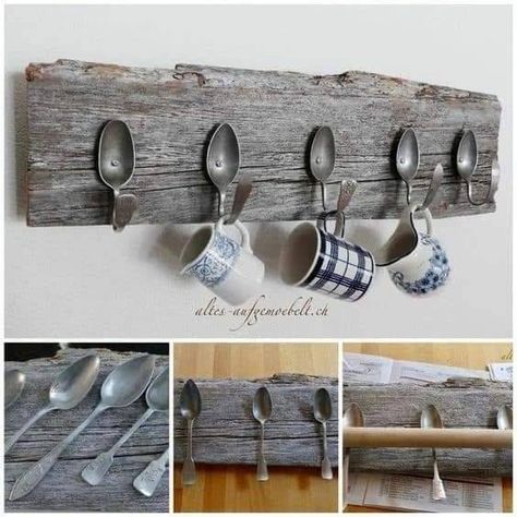 Rustic Style Furniture, Cutlery Art, Silverware Crafts, Silverware Art, Decoration Shabby, Barn Wood Projects, Types Of Furniture, Diy Home Crafts, Handmade Home Decor