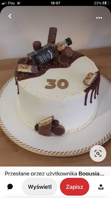 Whiskey Cake Design, 30th Birthday Cakes For Men, Liquor Cake, Birthday Cake For Boyfriend, Cake For Him, Decor Tort, Cake For Boyfriend, 30 Cake, Cake For Husband