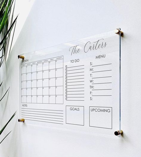 Glass Calendar, Calendar Minimalist, Acrylic Calendar, Planner Board, Office Organization At Work, 달력 디자인, Family Command Center, Organization Station, Work Office Decor