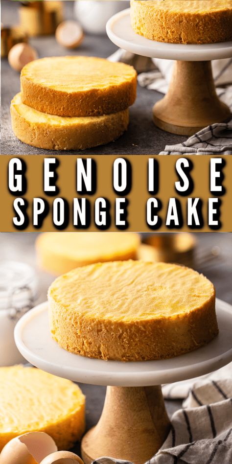 Genoise Sponge Cake Recipe: So light & airy! And made with just a few pantry staples. Hero Sponge Cake Recipe, Honey Sponge Cake, Battenberg Cake Recipe, Egg White Cake Recipe, French Sponge Cake Recipe, Chocolate Genoise Sponge Cake, Yellow Sponge Cake Recipe, Victorian Sponge Cake Recipe, Light Sponge Cake Recipe