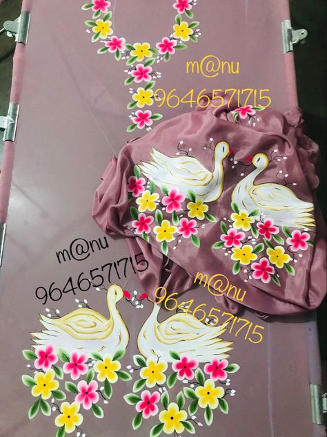 Handpainted Suits, Brush Flower, Painted Suits, Bed Cover Design, Casual Shoes Women Flats, Baby Clothes Patterns Sewing, Painted Clothing, Kerala Mural Painting, Fabric Painting On Clothes