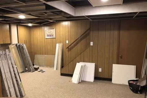 Our 1970s Basement Update: When DIYs are Not Enjoyable 1960s Basement Remodel, 1970s Basement Remodel, 60s Basement Remodel, 70s Basement Remodel, Ranch Basement Remodel, Scary Basement Makeover, Basement Paneling Makeover, Paneling In Basement, Updating 70s House