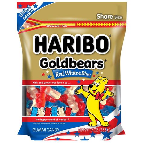 Get ready to taste the summer rainbow with HARIBO's brand-new Red, White, and Blue Gummi Bears! Bursting with the refreshing flavors of blue raspberry, juicy cherry, and tropical pineapple, these patriotic treats are a delicious celebration of the season. Whether you're soaking up the sun at a backyard BBQ, lounging poolside, or gathering with friends for a Fourth of July fireworks display, our vibrant gummi bears add a pop of flavor and color to every summer moment. With their irresistibly chew 4th Of July Candy, Red White Blue Food, Blue Foods, Blue Raspberry Lemonade, Patriotic Treats, Peanut Butter Filled Pretzels, Summertime Snacks, Gummi Bears, Pretzel Crisps