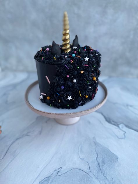 Black Unicorn Cake, Wednesday Party, 9 Birthday, Pastel Halloween, Black Unicorn, Take The Cake, Unicorn Cake, 9th Birthday, Cake Designs