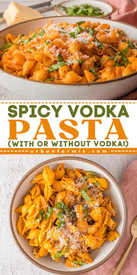 Looking for a simple weeknight dinner idea? This Spicy Vodka Pasta can be made with or without vodka and is easily vegan or vegetarian! This pasta recipe is rich, creamy, and flavorful. What a delicious weeknight dinner recipe for the family! Gigi Hadid Vodka Pasta, Vegan Vodka Pasta, Spicy Vodka Pasta, Pasta Alla Vodka, Spicy Pasta, Vodka Pasta, Alla Vodka, Vegetarian Pasta Recipes, One Pot Pasta Recipes