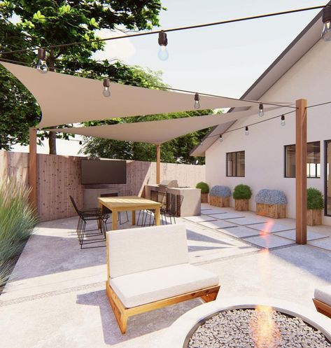 Shade Sail Ideas Backyards, Patio Covering, Backyard Vibes, Arizona Backyard, Small Backyard Design Ideas, Backyard Design Ideas, Backyard Design Layout, Bar Exterior, Small Backyard Ideas