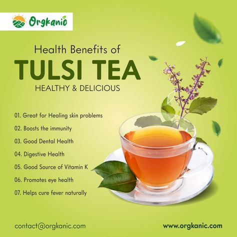 Tulsi Tea Benefits, Tulsi Tea, Tea Benefits, Dental Problems, Health Knowledge, Vitamin K, Healthy Delicious, Healing Herbs, Skin Healing