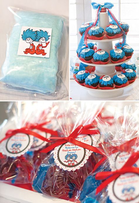 Cat In The Hat Cake, Dr Seuss Decorations, Doctor Suess Birthday, Dr Suess Birthday, Cat In The Hat Birthday, Hot Air Balloon Centerpieces, Dr Seuss Party Ideas, One Is Fun, Cat In The Hat Party