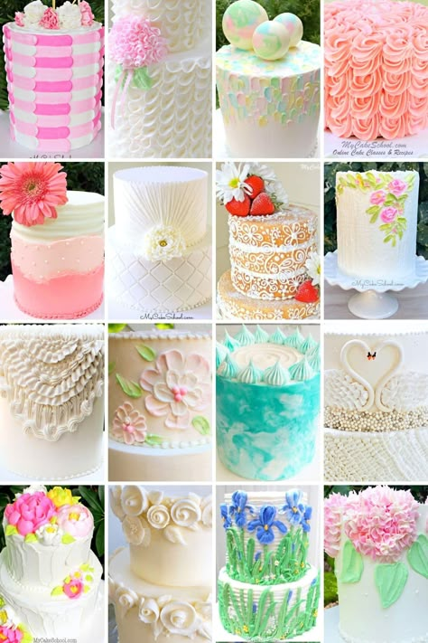 Unique Buttercream Cake Designs, Creative Buttercream Cakes, Butter Cream Icing Cakes Design, Buttercream Cake Designs Birthday, Icing Cake Designs, Buttercream Cake Decorating Ideas, Butter Cream Cake Design, Cake Borders Designs, Buttercream Cake Frosting