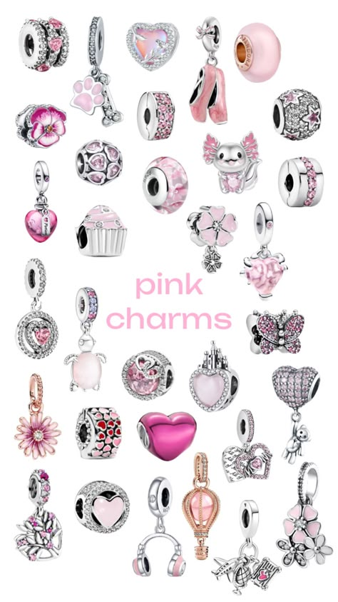 not a want but a need 🩷💍💸 #outfitinspo #beauty #pandora #charms #jewelry #bracelets #pink #silver Pink Pandora Charms, Pandora Charms Pink, Charms Aesthetic, Pink Charms, Pink Charm Bracelet, Pandora Bracelet Charms Ideas, Bracelets Pink, Silver Pandora Charms, Pandora Bracelet Designs