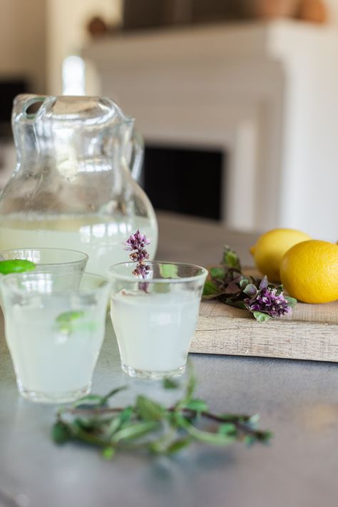 Basil Lemonade Recipe, Freezer Treats, Lavender Drink, Homemade Nut Milk, Basil Lemonade, Baked Recipes, Honey Works, Mint Lemonade, Juice Ice