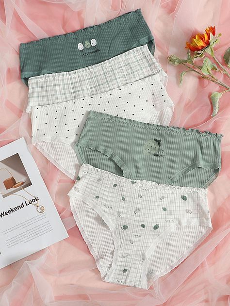 Multicolor Cute   Cotton Plaid,Fruit&Vegetable Sets Embellished Slight Stretch  Women Plus Intimates Stylish School Bags, Cute Bras, Cotton Bras, Cute Lazy Outfits, Pretty Skin, Fashionista Clothes, Hairdo For Long Hair, Plaid Fabric, Home Outfit