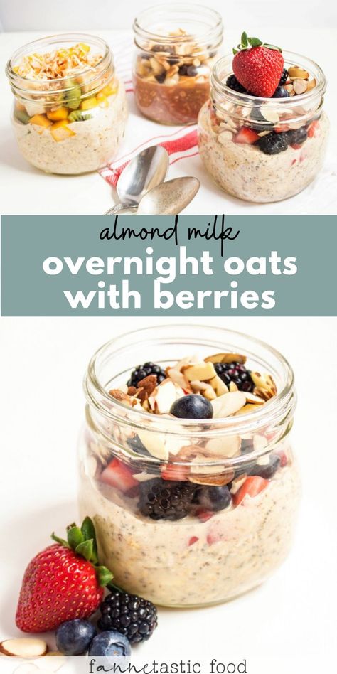 Overnight Oats Healthy With Almond Milk, Dairy Free Overnight Oats Almond Milk, Overnight Oats With Blackberries, Recipes With Almond Milk Dinner, Easy Overnight Oats Healthy Almond Milk, Triple Berry Overnight Oats, Overnight Oats Almond Milk No Yogurt, Cranberry Almond Overnight Oats, Overnight Oats With Dates Almond Milk