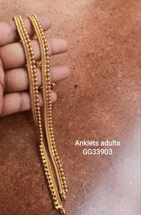 Gold Pattilu Designs, Patteelu Silver, Kolusu Designs Gold, Gold Anklets Indian Simple, Gold Anklets Indian, Gold Anklet Designs, Ankle Bracelets Gold, Silver Anklets Designs, Fancy Jewelry Necklace