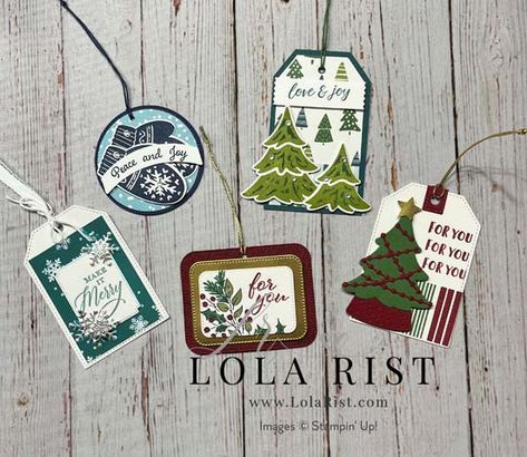 Christmas Tags For Added Festive Papercrafting! - Lola Rist, Stampin' Up! Demonstrator Su Christmas Gift Tags, Stampin Up Christmas Tags 2023, Christmas Labels Stampin Up Cards, Stampin Up Christmas Gift Tags, Stampin Up Christmas Tags, Christmas Gift Tags Stampin Up, Tags Stampin Up, Christmas Present Tags, Foil Tags