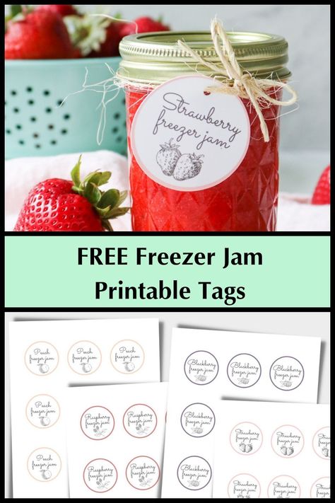 Free downloadable printable homemade freezer jam label gift tags are perfect when you want to give friends, family or co-workers some homemade jam. #crafty #cricut #freezerjam #strawberryfreezerjam #strawberry #printables #labels #gifttag Peach Jam Labels Free Printable, Christmas Jam Labels, Strawberry Jam Labels Free Printable, Blackberry Freezer Jam, Raspberry Freezer Jam, Peach Freezer Jam, Homemade Raspberry Jam, Strawberry Freezer Jam, Jam Gift