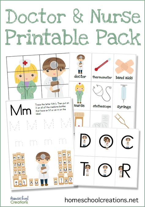 We’ll be working on our Doctor and Nurse Preschool Pack soon, so I’ll have lots more to go along with the printables, but I just couldn’t wait to share Nurse Activity For Preschool, Doctor Activities For Preschool Ideas, Doctor Nurse Activities For Preschool, Doctors Preschool Activities, Nurse Preschool Activities, Doctor Literacy Activities Preschool, Nurse Activities For Preschool, Nurse Crafts For Preschool, Doctor Preschool